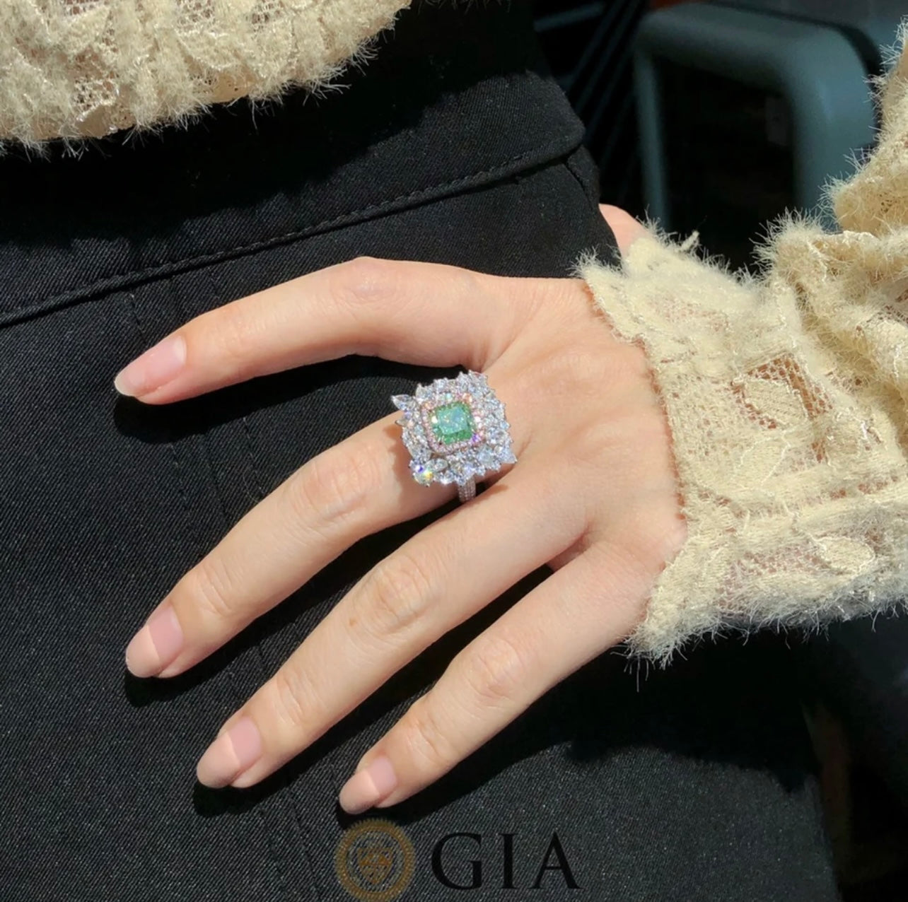 Very Beautiful Rare and Amazing 4.00 Carat Fancy Vivid Green Diamond in Brilliant Princess Cut Flawless Clarity Type 2A Diamond GIA Dossier