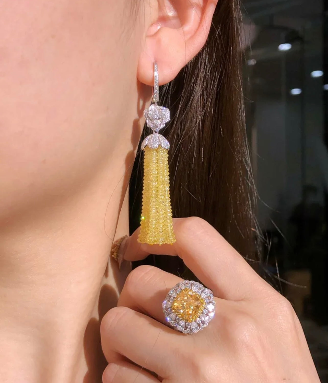 200 Carats of Diamonds set Exclusively 18K white and Yellow gold Diamond Earrings GIA .