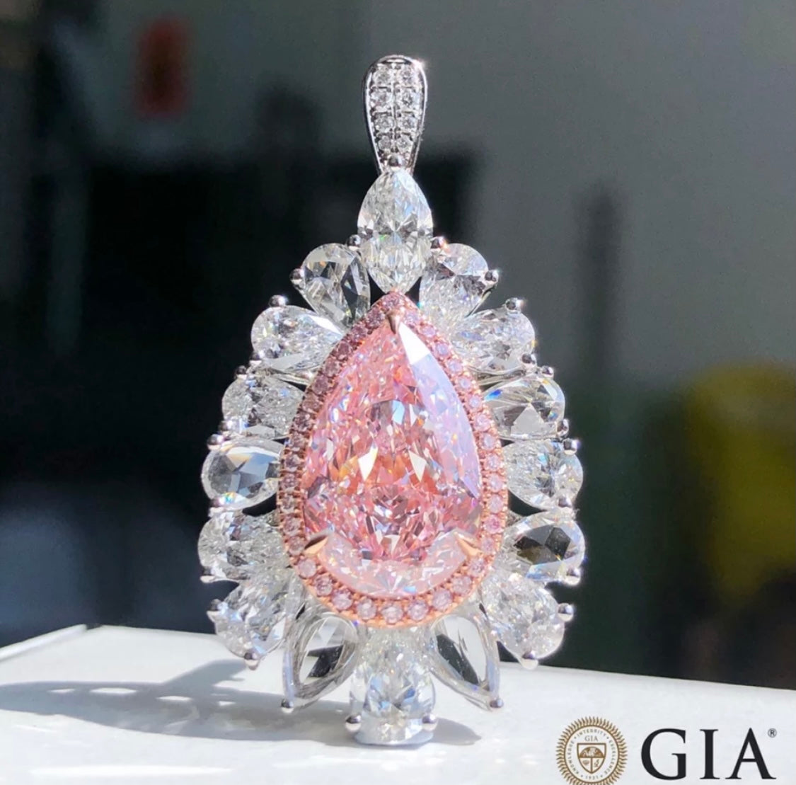 10 Carat Rare type 2A Argyle Fancy Vivid Pink Diamond Brilliant Pear Cut GIA