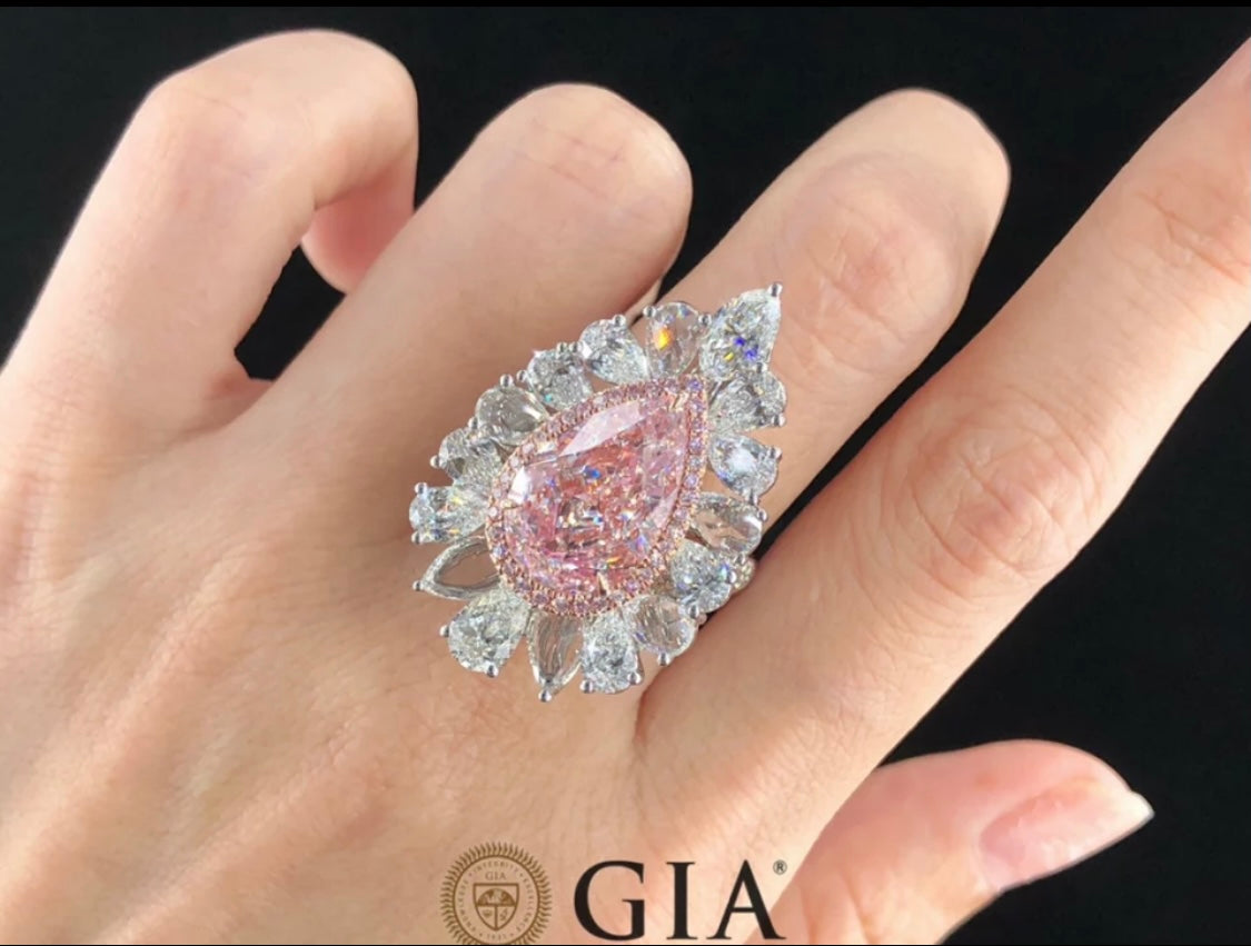 10 Carat Rare type 2A Argyle Fancy Vivid Pink Diamond Brilliant Pear Cut GIA