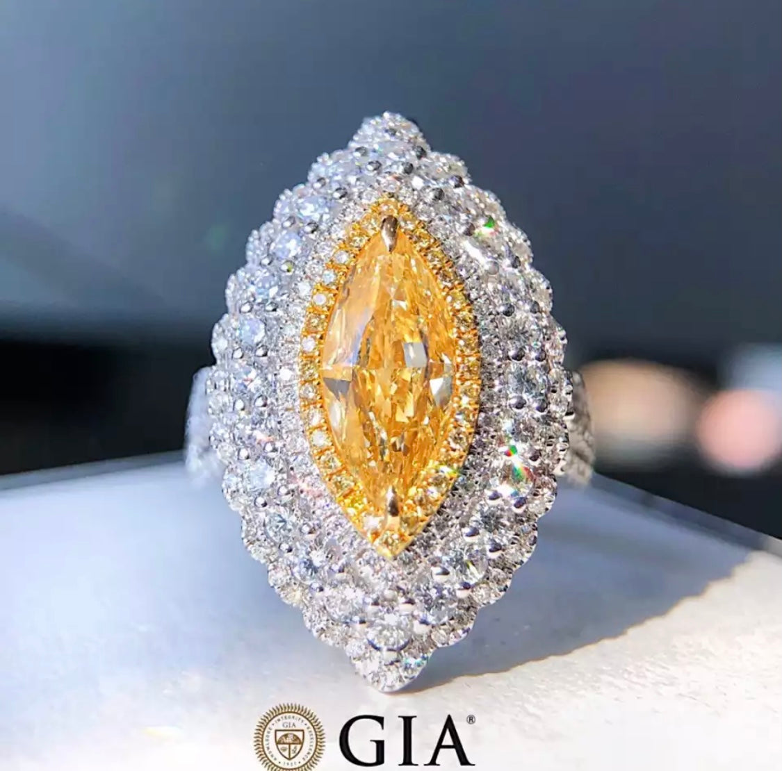 Argyle 10 Carat Fancy Vivid Yellow Flawless Diamond in brilliant Marquise Cut GIA Dossier