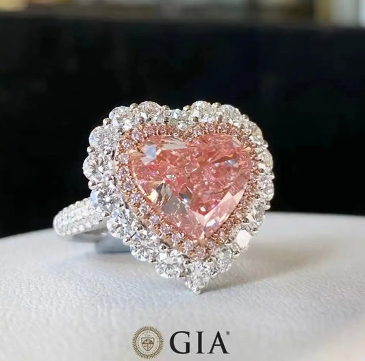 6 Carats Argyle Fancy Intense Pink Heart Cut Diamond or Ring