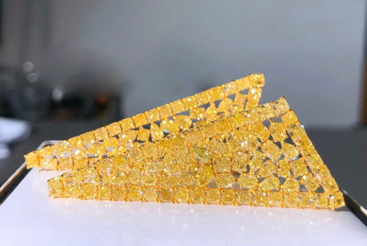 Rare 100 Carats Argyle Fancy Vivid Yellow Diamond Earrings The Exclusive Craftsmanship Edition