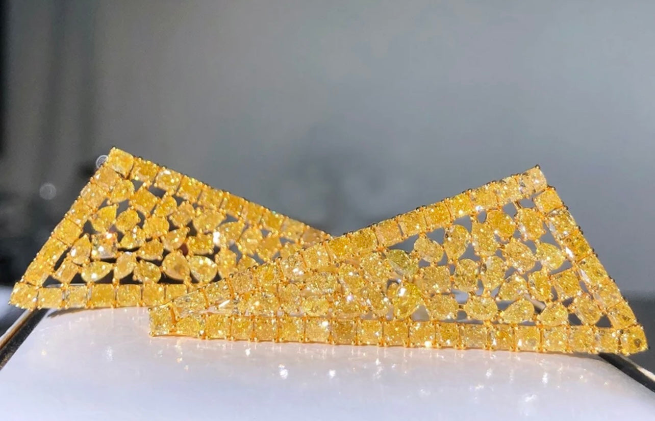 Rare 100 Carats Argyle Fancy Vivid Yellow Diamond Earrings The Exclusive Craftsmanship Edition