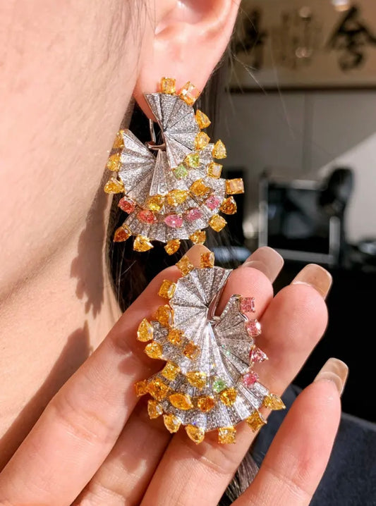 100 Carats Fancy Vivid Colour Diamond Earrings VVS1 GIA Dossier